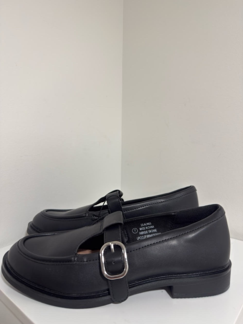 Black Buckle Strap Shoes Size 7- Brand New